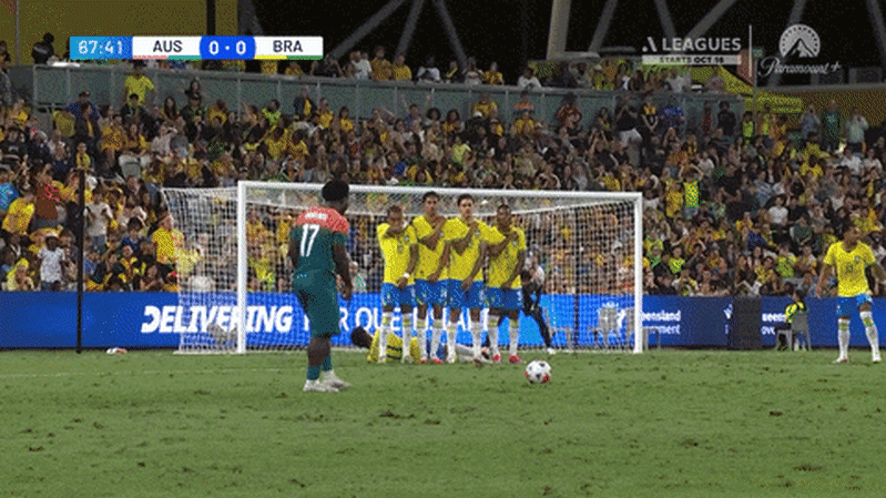 Socceroos vs Brazil: How Nestory Irankunda stole the show with a world-class free kick
